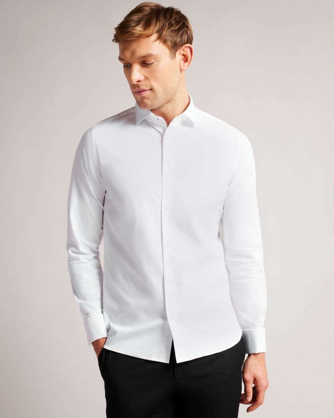 roupas Ted Baker camisa manga longa witree branco homens 8X6HDF1231